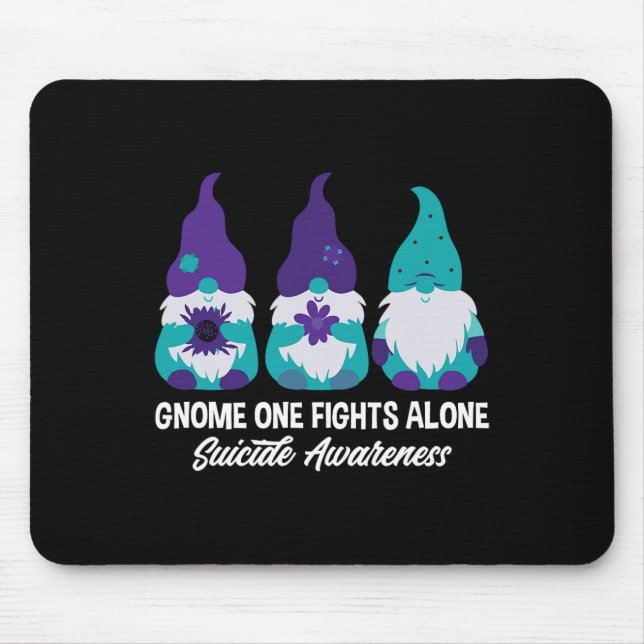 Gnome One Fights Alone Suicide Prevention Awarenes Mouse Pad (Front)