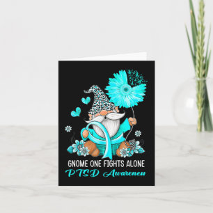 Gnome One Fights Alone Teal Ribbon Warrior Ptsd Aw Card