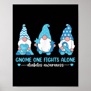 Gnome One Fights Alone Type 1 Diabetes Awareness T Poster