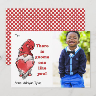 Gnome One Like You Classroom Photo Valentines Day  Holiday Card