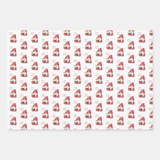 Gnome Peppermint Cocoa  Wrapping Paper Sheet (Front)