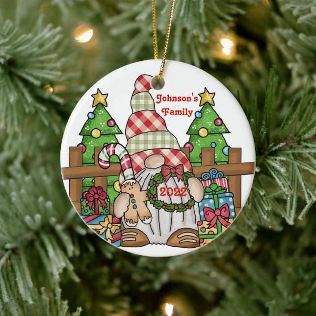 Gnome personalized ceramic ornament (Tree)