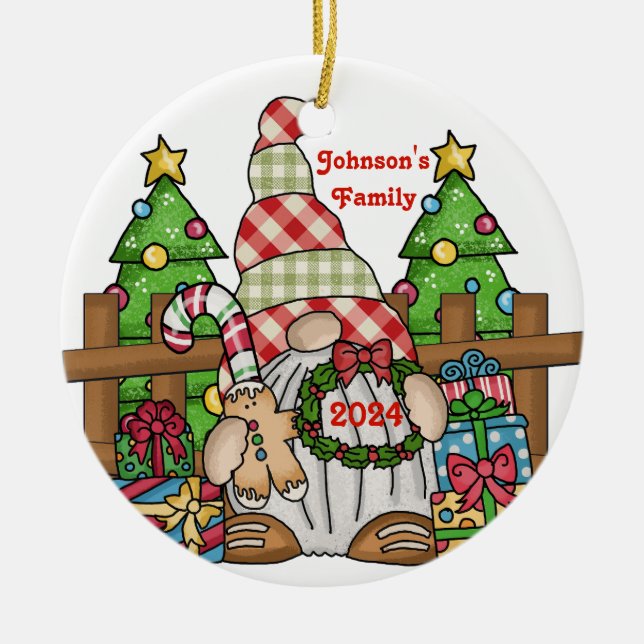 Gnome personalized ceramic ornament (Front)