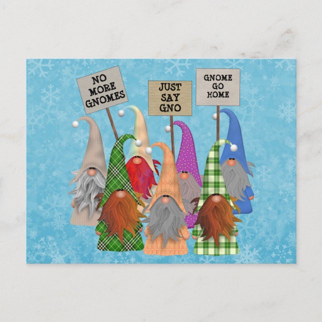 Gnome Protest Holiday Postcard (Front)