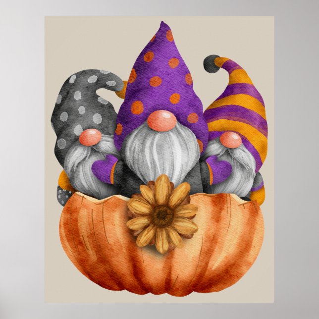 Gnome Pumpkin Trio Poster (Front)