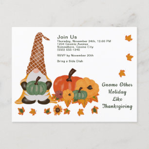Gnome Pumpkins Leaves Thanksgiving Day Postcard