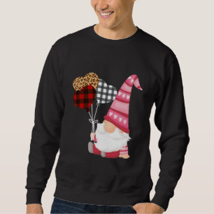 Gnome Red Black Leopard Balloon Valentines Day Sweatshirt
