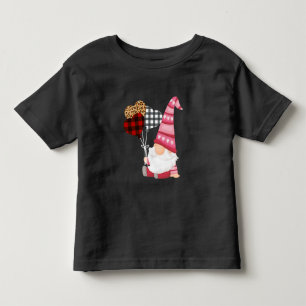 Gnome Red Black Leopard Balloon Valentines Day Toddler T-shirt
