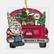 Gnome Red Truck Personalied