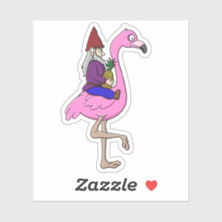Gnome Riding a Flamingo with a Pineapple