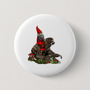 Gnome Riding a Sloth 2 Inch Round Button