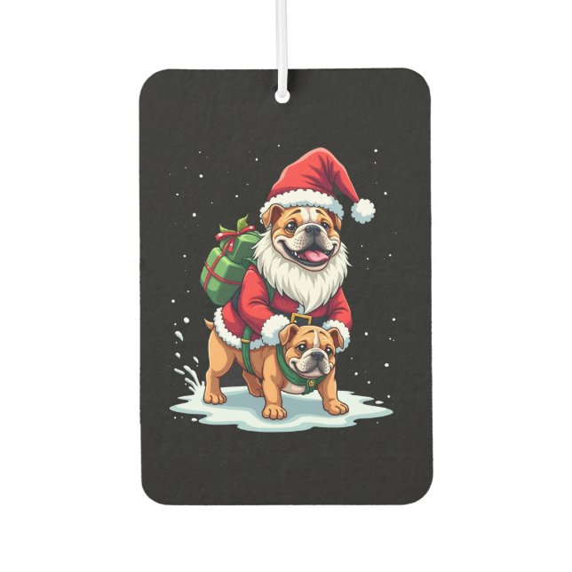 Gnome Riding English Bulldog Christmas Xmas Boys G Air Freshener (Front)