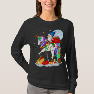 Gnome Riding Unicorn Reindeer Christmas Lights Gno T-Shirt