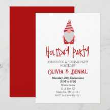 Gnome Santa Christmas Holiday Party Invitation