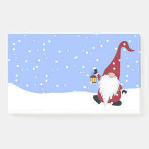 Gnome, Santa Hat, Snow, Winter Post-it Note