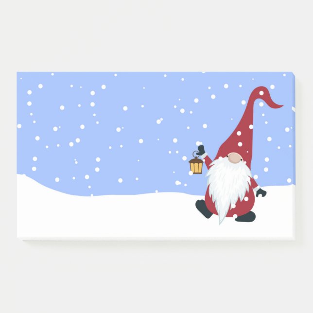 Gnome, Santa Hat, Snow, Winter Post-it Note (Front)