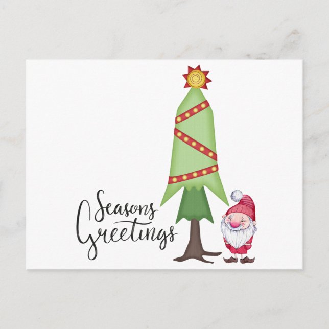 Gnome Seasons Greetings Holiday Postcard (Front)