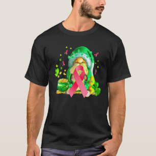 Gnome Shamrock Breast Cancer Awareness Irish St T-Shirt