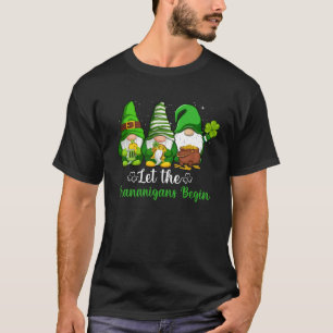 Gnome Shamrock Let Shenanigans Begin St Patricks D T-Shirt