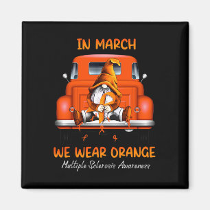 Gnome Sitting On Truck In March We Wear Orange  Magnet