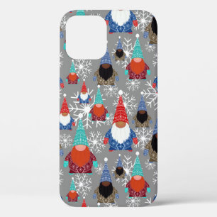 Gnome Snowflake Illustrations Christmas Pattern iPhone 12 Pro Case