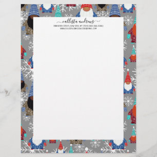 Gnome Snowflake Illustrations Christmas Pattern Letterhead