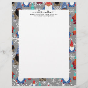 Gnome Snowflake Illustrations Christmas Pattern Letterhead