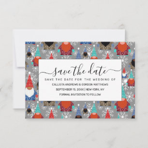 Gnome Snowflake Illustrations Christmas Pattern Save The Date