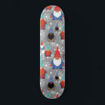 Gnome Snowflake Illustrations Christmas Pattern Skateboard<br><div class="desc">This cute and festive holiday Christmas pattern is the perfect design to gift to yourself, your friends, and your family. It features three multiracial gnomes with Christmas Nordic and Fairisle sweaters, hats, gloves, and boots with white snowflakes on top of a simple grey background. The colour scheme includes black, white,...</div>