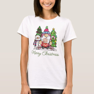 Gnome Snowman Christmas Shirt,  Holiday Graphic  T-Shirt