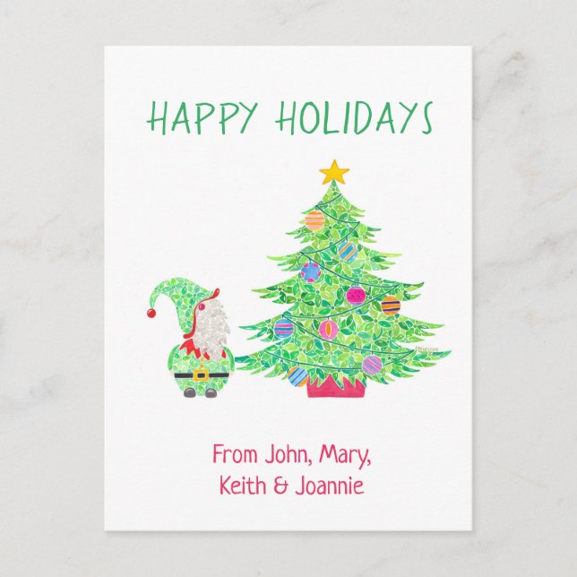 Gnome sous la carte d'arbre de Noël (Devant)