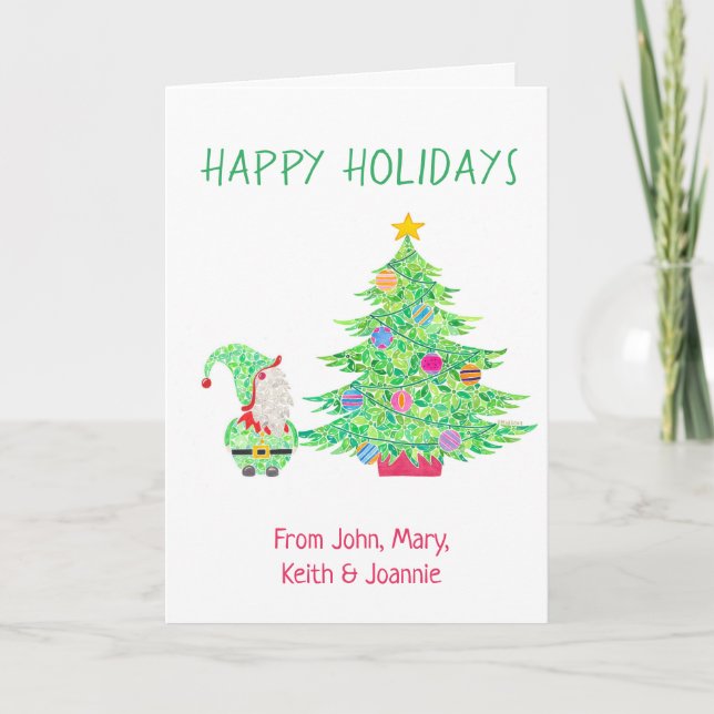 Gnome sous la carte d'arbre de Noël (Devant)