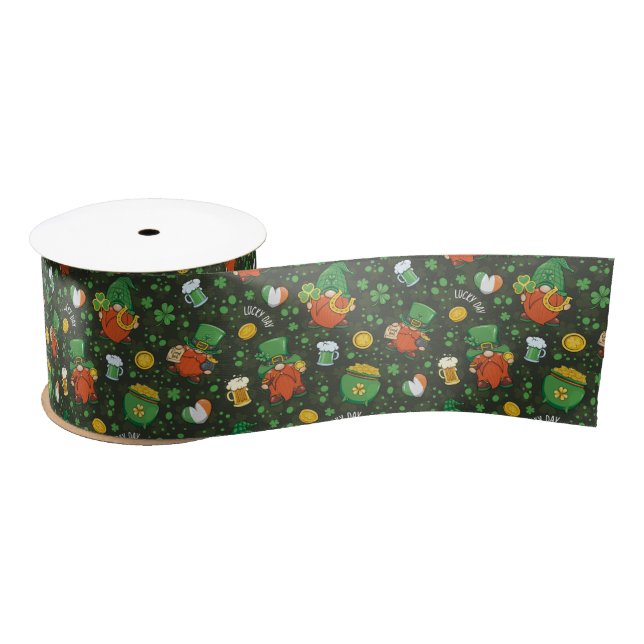 Gnome St. Patrick’s Day Wrapping Paper Satin Ribbon (Spool)