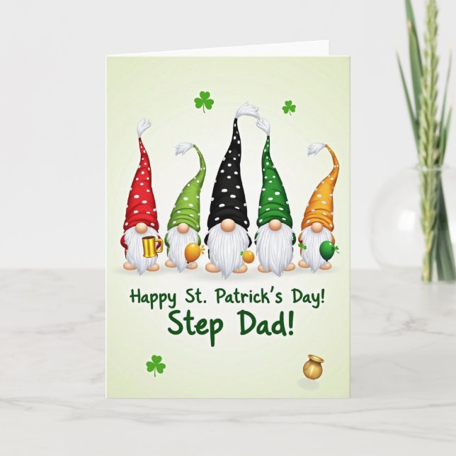 Gnome Step Dad St Patricks Day Card (Front)