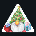 Gnome Sticker with Christmas Tree Hat and Gift<br><div class="desc">Stickers with Cute Gnome with Christmas Tree Hat and Gift - Fun Cartoon Drawing - Choose / Add Your Unique Text / Name / Colour - Make Your Special Sticker Gift - Resize and move or remove and add elements / text with customization tool ! Drawing and Design by MIGNED....</div>