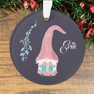 Gnome suédois rouge avec un ornement actuel