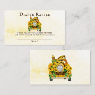 Gnome Sunflower and Bees Diaper Raffle Business Card
