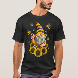 Gnome Sunflower With Bees  Gardening Gnome Hippie T-Shirt