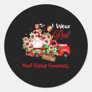 Gnome Survivor Heart Disease Awareness Classic Round Sticker