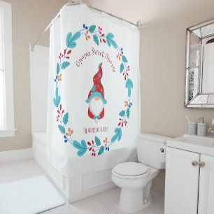 "Gnome Sweet Gnome" Cute Modern Elf Floral Wreath