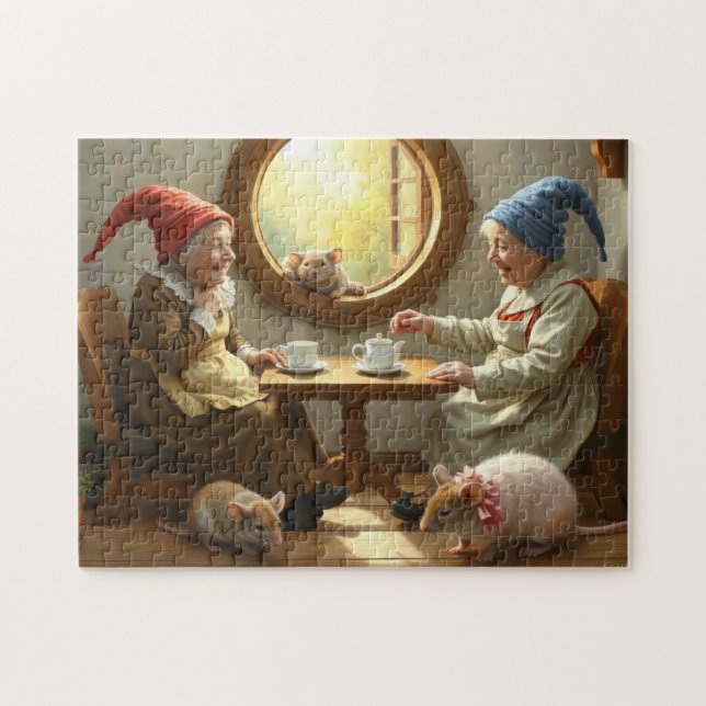 Gnome Tea Party Jigsaw Puzzle (Horizontal)
