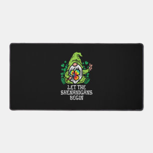 Gnome Tie Dye Shamrock Let Shenanigans Begin St Pa Desk Mat