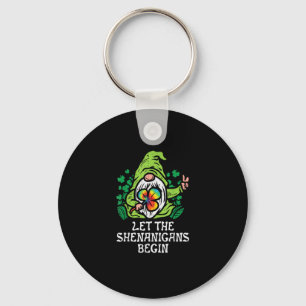 Gnome Tie Dye Shamrock Let Shenanigans Begin St Pa Keychain