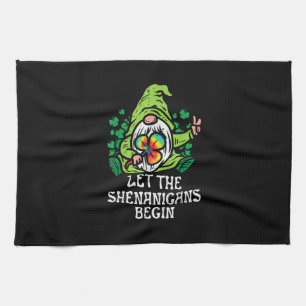 Gnome Tie Dye Shamrock Let Shenanigans Begin St Pa Kitchen Towel