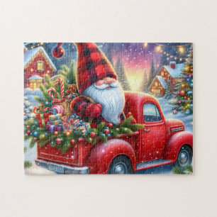 Gnome Truck Christmas Tree Jigsaw Puzzle