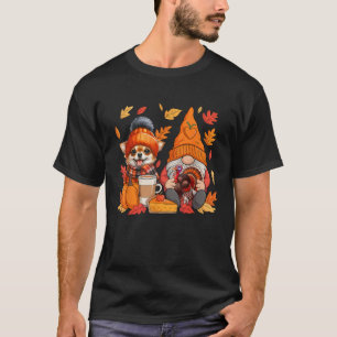 Gnome Turkey Chihuahua Thanksgiving Fall Leaves Pu T-Shirt