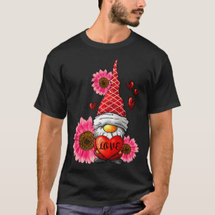 Gnome Valentines Day Cute Gnome Heart Leopard Sunf T-Shirt