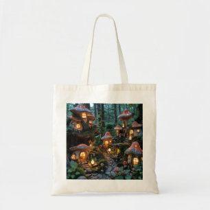 Gnome village at evening time tote bag