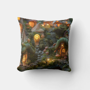 Gnome village throw pillow