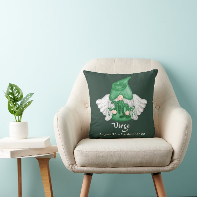 Gnome Virgo Astrology Sign Angel Throw Pillow (Chair)